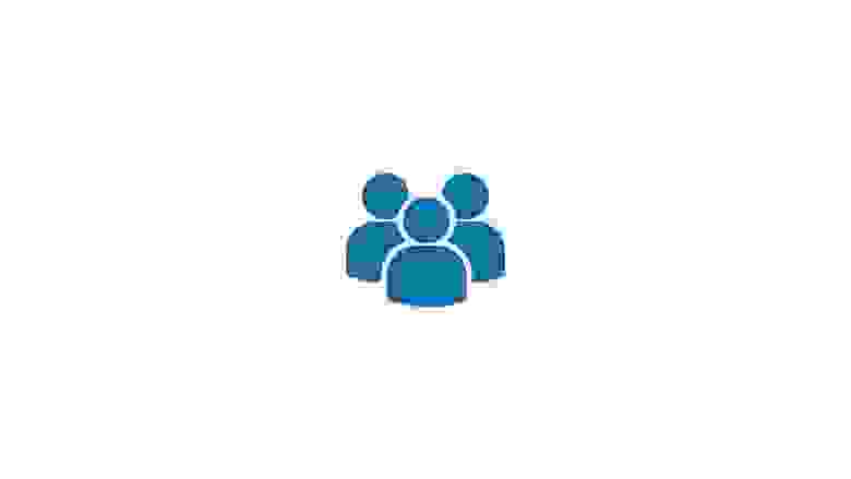 Blue Icon of a Crowd of People
