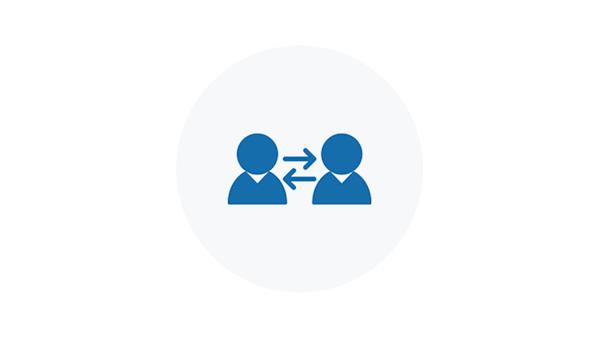 Blue Icon of Two People Communicating
